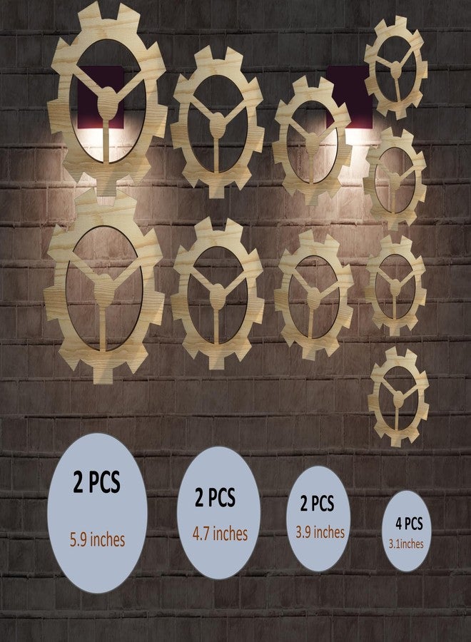 AMQUAL 10Pcs Wooden Gear Set - Vintage Industrial Style Wall Decor with DIY Craft Options for Kids，Gear Up for Creativity: Vintage Wood Gears for Wall Art (Includes 4 Sizes) - Image 2